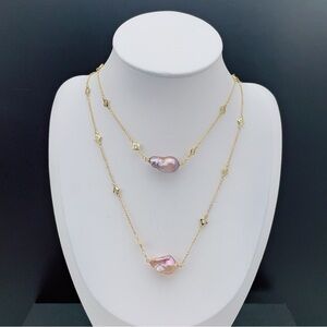 N227 Handmade Freshwater Flame Ball Baroque Pearl Necklace